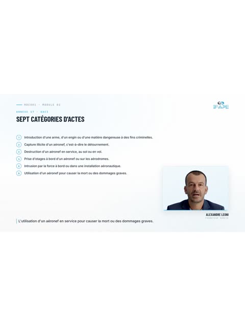 Slide du module e-learning IFAPE sur les sept catégories d'actes d'intervention illicite