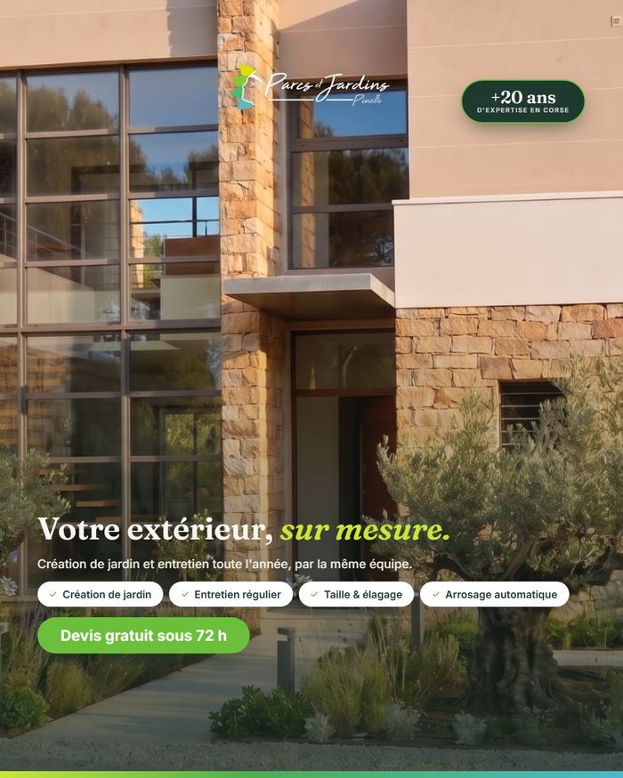Visuel publicitaire Parcs & Jardins : accroche « Votre extérieur, sur mesure »